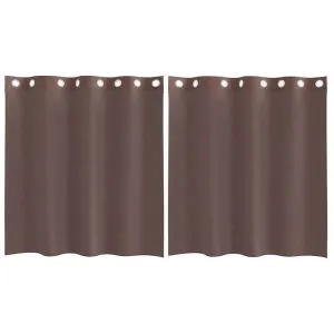 Perdele Voile cu Oelii 2 buc Maro 140×140 cm