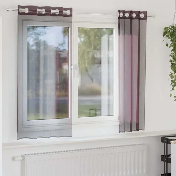 Perdele Voile cu Oelii 2 buc Violet 140×140 cm