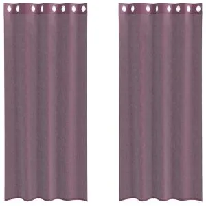 Perdele Voile cu Oelii 2 buc Violet 140×225 cm