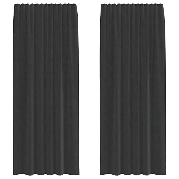 Perdele Voile cu buzunare pentru bare 2 buc Negru