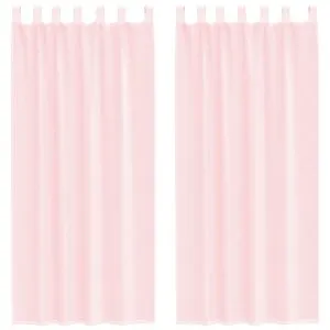 Perdele voal cu bucle 2 buc Roz deschis 140×245 cm
