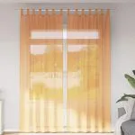 Perdele Voile cu Bucle 2 buc Portocaliu 140×260 cm
