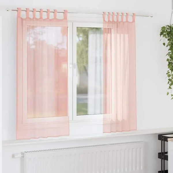 Perdele Voile cu Bucle 2 buc Roz 140×175 cm