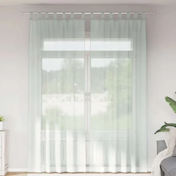 Perdele voal cu bucle 2 buc Gri deschis 140×260 cm