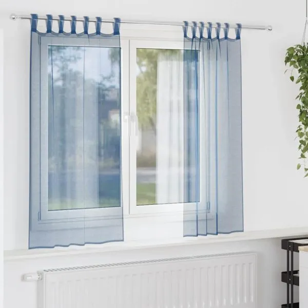 Perdele voal cu bucle 2 buc Albastru regal 140×175 cm