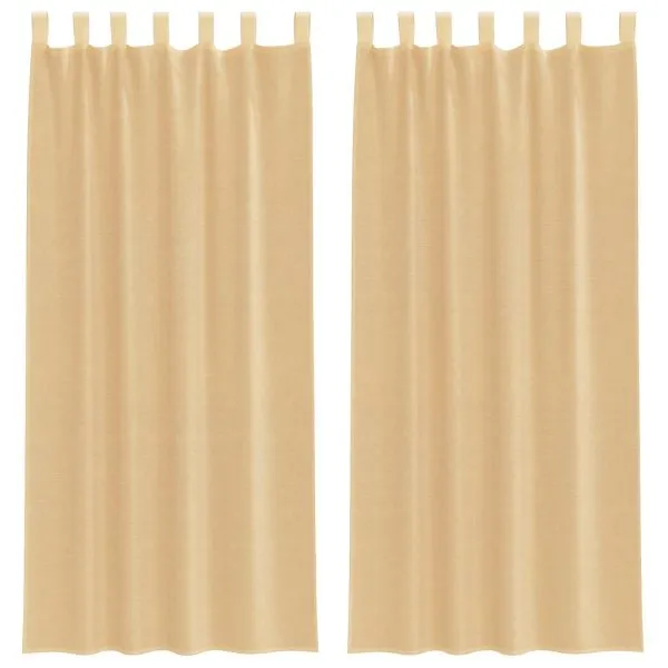 Perdele Voile cu Bucle 2 buc Nisip 140×245 cm