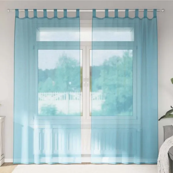 Perdele Voile cu Bucle 2 buc Turcoaz 140×225 cm