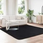 Covor shaggy cu pom înalt, NAVARRA, negru, 240x240cm, poliester