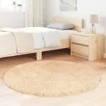 Covor shaggy cu pom înalt, NAVARRA, bej, 120×120 cm, poliester