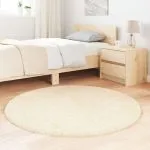 Covor shaggy cu pom înalt, NAVARRA, crem, 120×120 cm, poliester