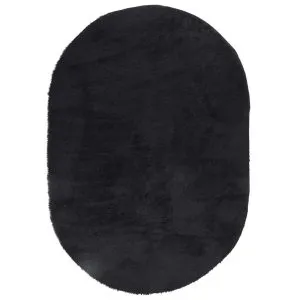 Covor shaggy cu pom înalt, NAVARRA, negru, 300x200cm, poliester