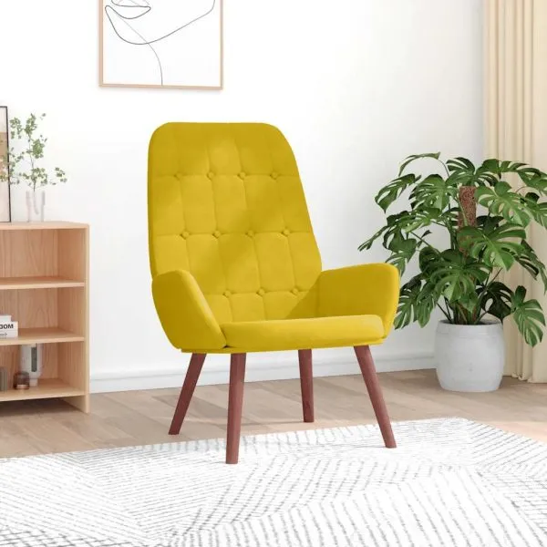 Scaun de relaxare catifea galbena