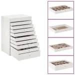 Cutie de bijuterii 10 straturi cu suport pentru ceasuri alb