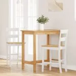 Scaune de bar 2 buc din cauciuc din lemn masiv alb