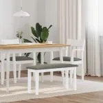 Bancă 90 cm din lemn masiv alb cauciuc