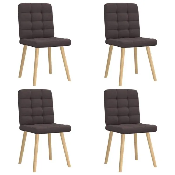 Scaune de bucătărie, 4 buc., maro închis, material textil