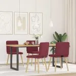 Scaune de bucătărie, 4 buc., roșu vin, material textil
