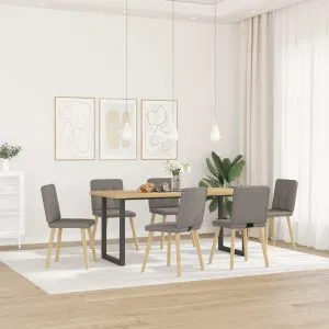 Scaune de sufragerie, 6 buc., gri taupe, material textil