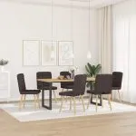 Scaune de bucătărie, 6 buc., maro închis, material textil