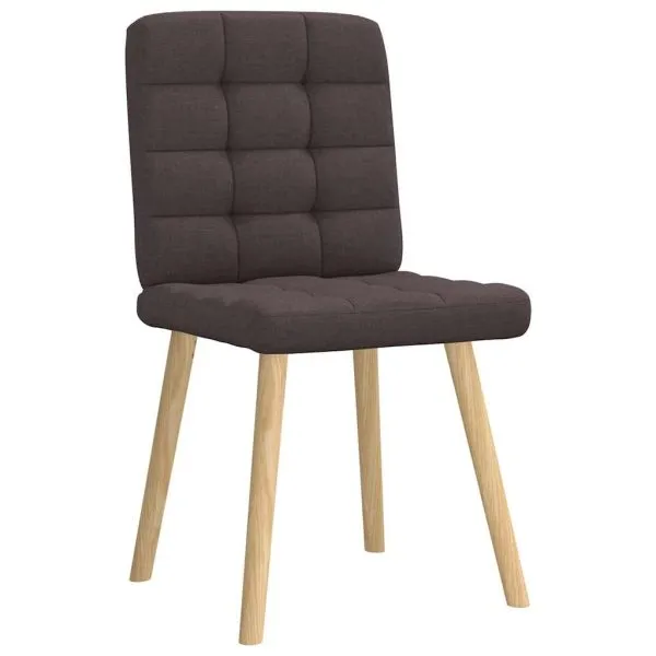 Scaune de bucătărie, 6 buc., maro închis, material textil