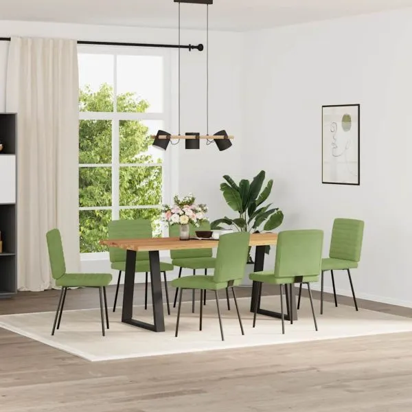 Scaune de sufragerie, 6 buc, verde deschis, catifea