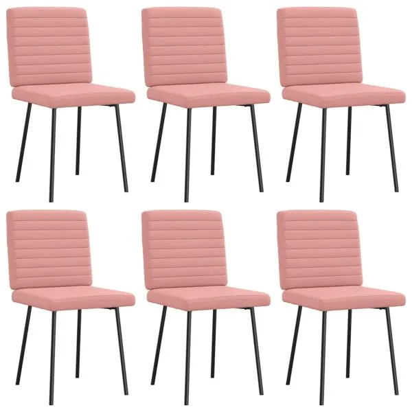 Scaune de sufragerie 6 buc piele artificială roz
