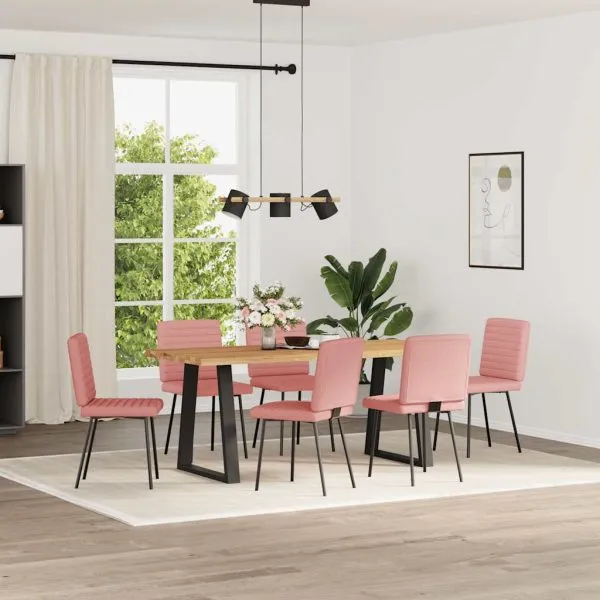 Scaune de sufragerie 6 buc piele artificială roz