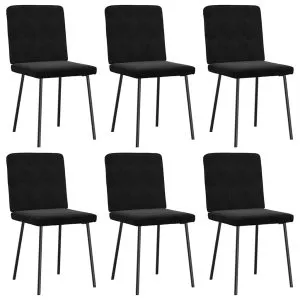 Scaune de sufragerie, 6 buc, negru, catifea