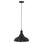 Lampă suspendată reglabilă pe înălțime E27 negru lucios metal
