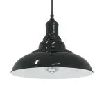 Lampă suspendată reglabilă pe înălțime E27 negru lucios metal