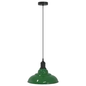 Lampă suspendată reglabilă pe înălțime E27 verde lucios metal