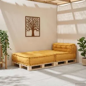 Puf modular galben 70x70x54 țesătură