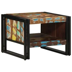 Masuta de cafea multicolora 50x50x38 cm lemn masiv recuperat