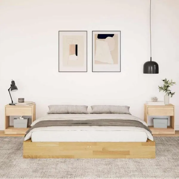 Cadru de pat fără saltea 150×200 cm din lemn masiv de stejar