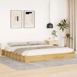 Cadru de pat fără saltea 180×200 cm din lemn masiv de stejar