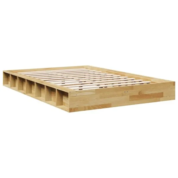 Cadru de pat fără saltea 120×190 cm din lemn masiv de stejar
