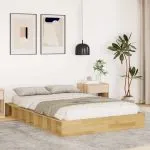 Cadru de pat fără saltea 120×190 cm din lemn masiv de stejar
