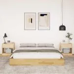 Cadru de pat fără saltea 140×190 cm din lemn masiv de stejar