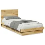 Cadru pat cu tăblie fără saltea 90×200 cm lemn masiv de stejar