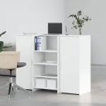 Birou de recepție alb 135x50x103,5 cm din lemn prelucrat