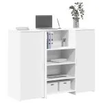 Birou de recepție alb 135x50x103,5 cm din lemn prelucrat