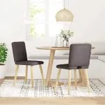 Scaune de masă, 2 buc., maro închis, material textil