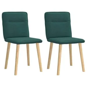 Scaune de bucătărie, 2 buc., verde închis, material textil