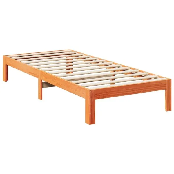 Pat de zi fără saltea, maro ceruit, 90×200 cm, lemn masiv pin