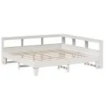 Pat cu bibliotecă fără saltea, 180×200 cm, lemn masiv de pin