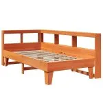 Pat bibliotecă fără saltea maro ceruit 75×190 cm lemn masiv pin