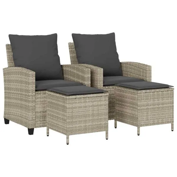 Set canapea de grădină cu perne, 4 piese, gri deschis poliratan