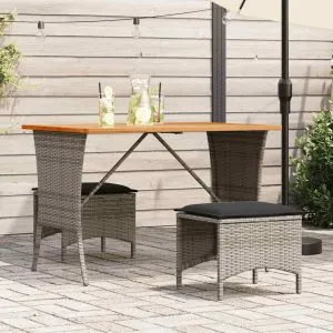 Set mobilier de grădină cu perne, 3 piese, gri, poliratan