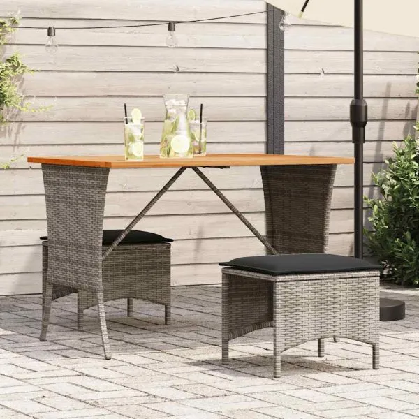 Set mobilier de grădină cu perne, 3 piese, gri, poliratan