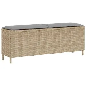 Bancă de grădină cu pernă Bej 110x30x40,5 cm Poly Ratan